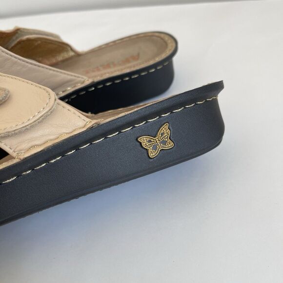 Alegria Womens Van 638 Tan Beige Leather Comfort Slide Thong Sandals Eu 40- US 9 - Picture 3 of 15